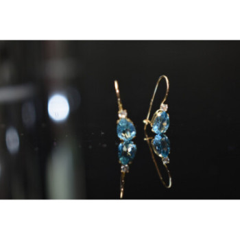10K YELLOW GOLD TOPAZ & DIAMONDS EARRINGS