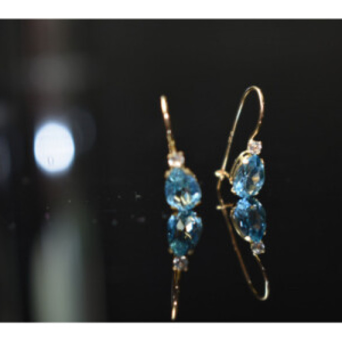 10K Yellow Gold Topaz & Diamonds Earrings