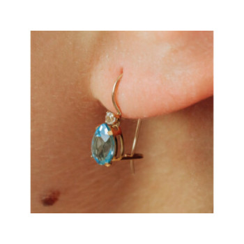 10K YELLOW GOLD TOPAZ & DIAMONDS EARRINGS