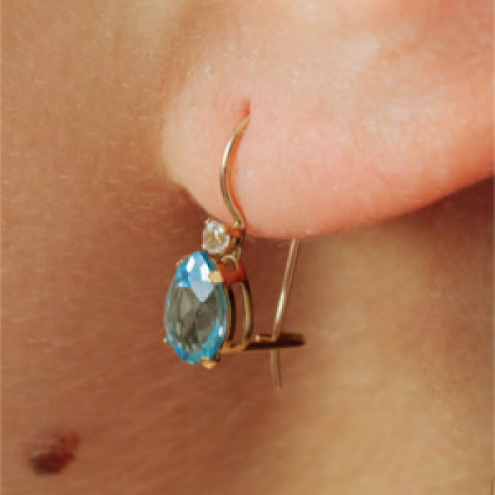 10K Yellow Gold Topaz & Diamonds Earrings