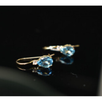 10K Yellow Gold Topaz & Diamonds Earrings
