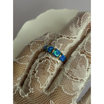 925 Sterling Silver Gold Plated Opal Ring Size 5.5