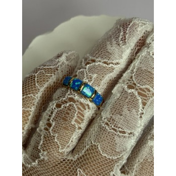 925 Sterling Silver Gold Plated Opal Ring Size 5.5