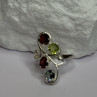 925 Sterling Silver Alexandrite, Garnet & Peridot Ring Size 6.5