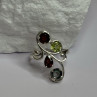 925 Sterling Silver Alexandrite, Garnet & Peridot Ring Size 6.5