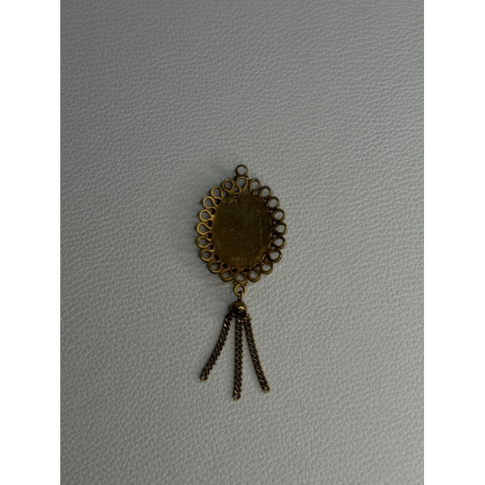 Vintage 925 Sterling Silver Gold Plated Pink Enamel Rose Pendant Length 2.5 Inch