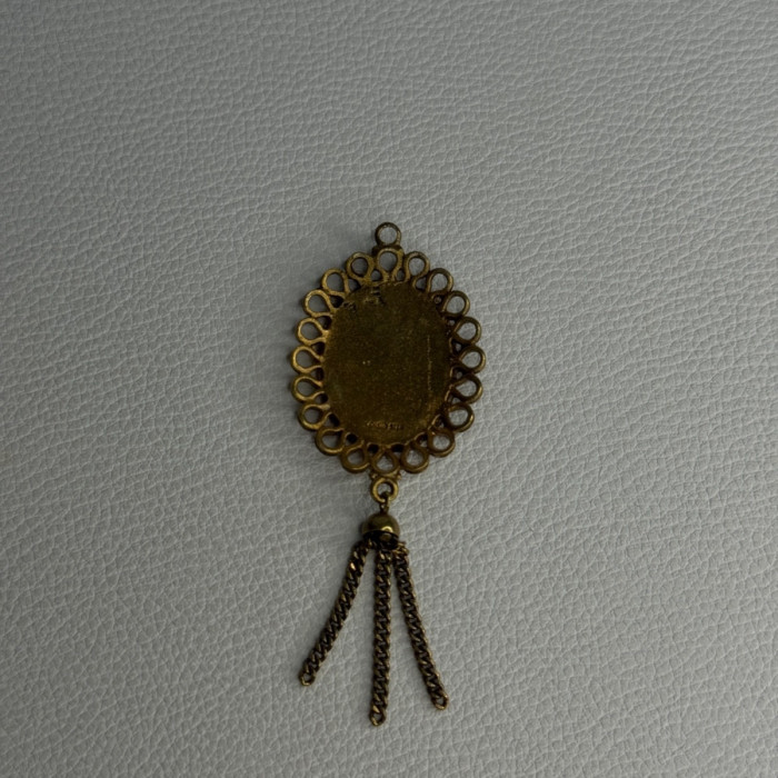 Vintage 925 Sterling Silver Gold Plated Pink Enamel Rose Pendant Length 2.5 Inch