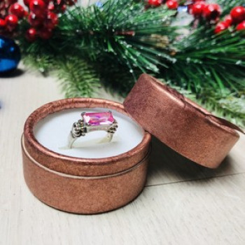 925 Sterling Silver Pink CZ Ring Size 6
