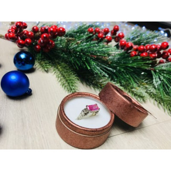 925 Sterling Silver Pink CZ Ring Size 6