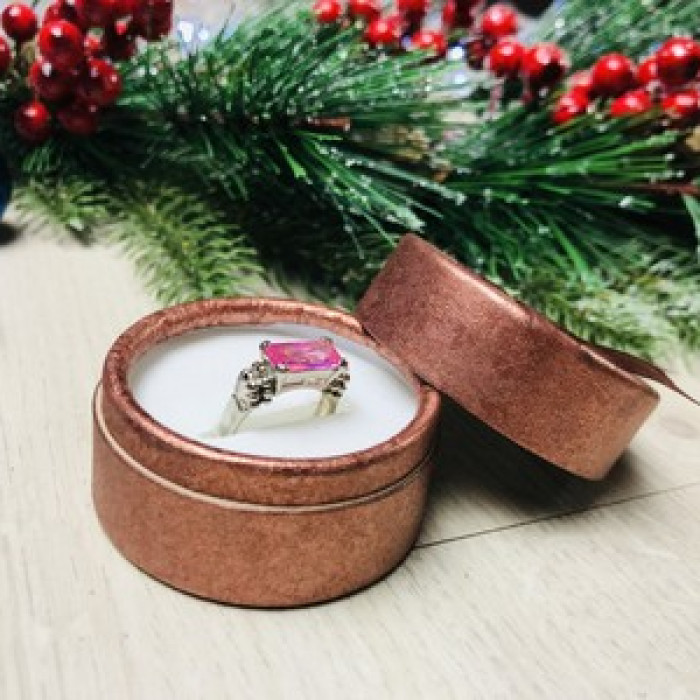 925 Sterling Silver Pink CZ Ring Size 6