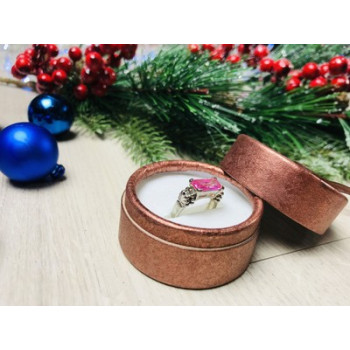 925 Sterling Silver Pink CZ Ring Size 6