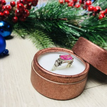 925 Sterling Silver Pink CZ Ring Size 6