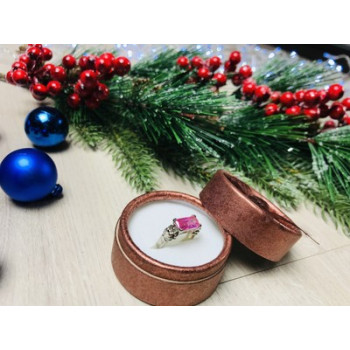 925 Sterling Silver Pink CZ Ring Size 6