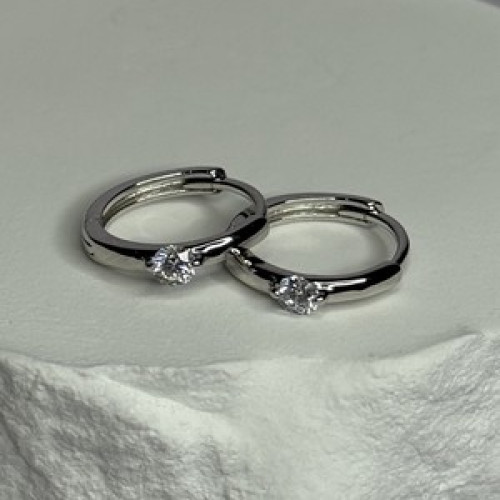 925 Sterling Silver Minimalist CZ Earrings Length 0.5 Inch