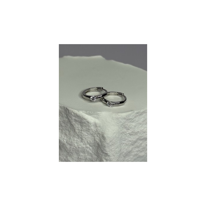 925 Sterling Silver Minimalist CZ Earrings Length 0.5 Inch