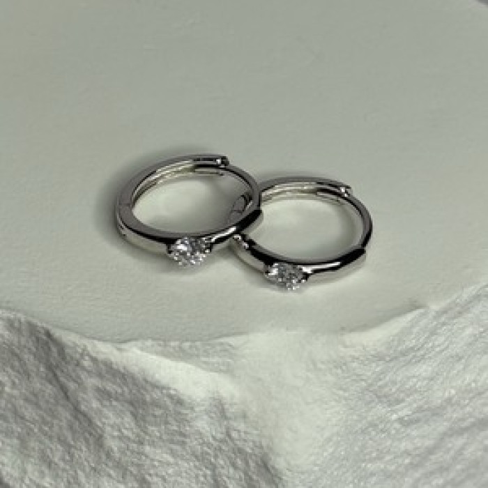925 Sterling Silver Minimalist CZ Earrings Length 0.5 Inch