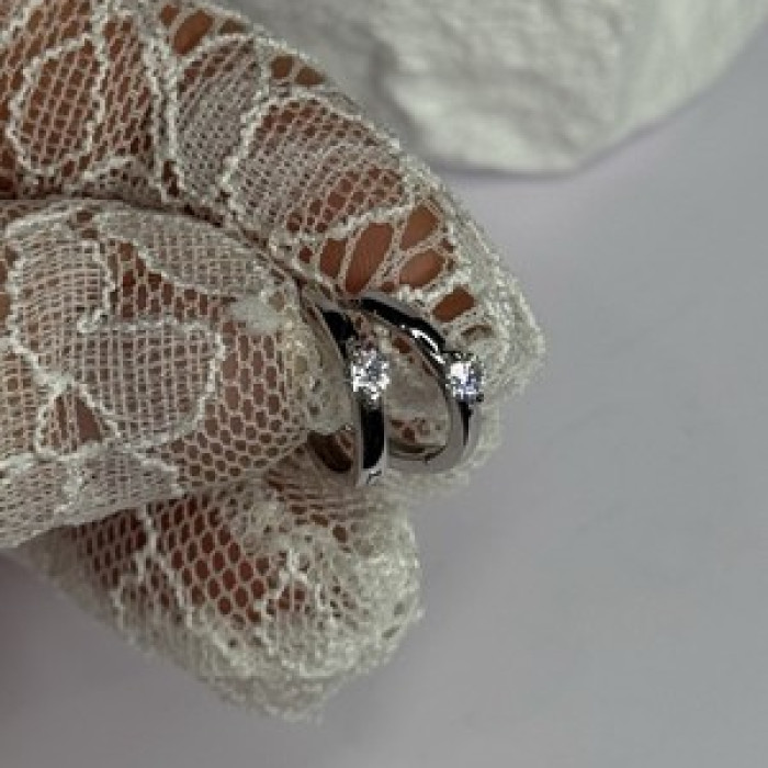 925 Sterling Silver Minimalist CZ Earrings Length 0.5 Inch