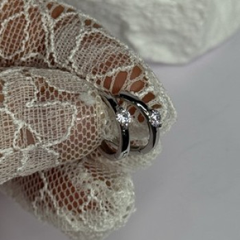 925 Sterling Silver Minimalist CZ Earrings Length 0.5 Inch