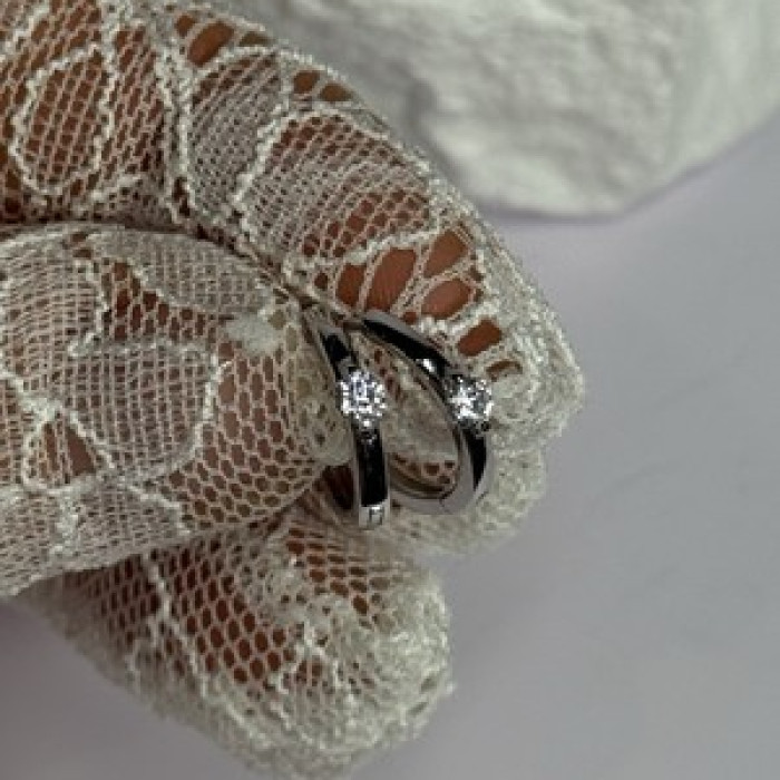 925 Sterling Silver Minimalist CZ Earrings Length 0.5 Inch