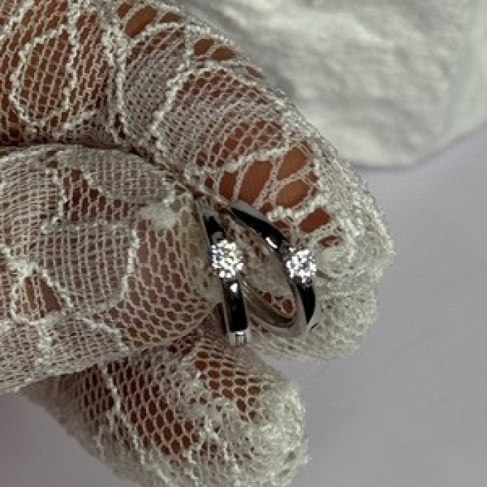 925 Sterling Silver Minimalist CZ Earrings Length 0.5 Inch