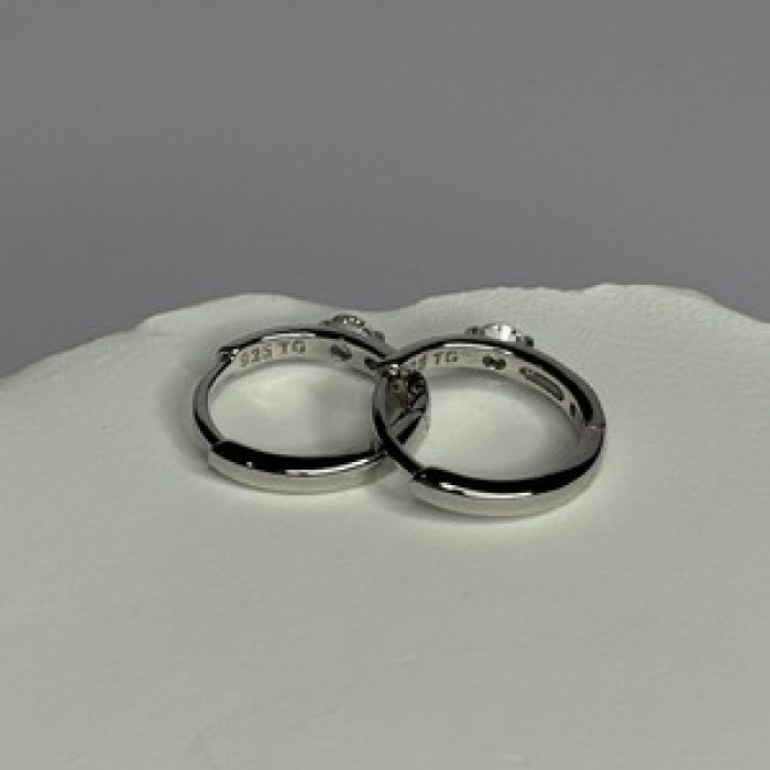 925 Sterling Silver Minimalist CZ Earrings Length 0.5 Inch