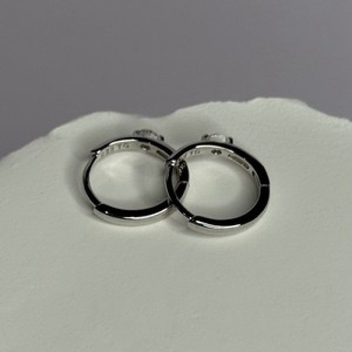 925 Sterling Silver Minimalist CZ Earrings Length 0.5 Inch