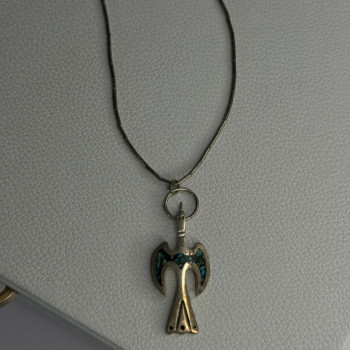Native American 925 Sterling Silver Turquoise Peyote Bird Necklace