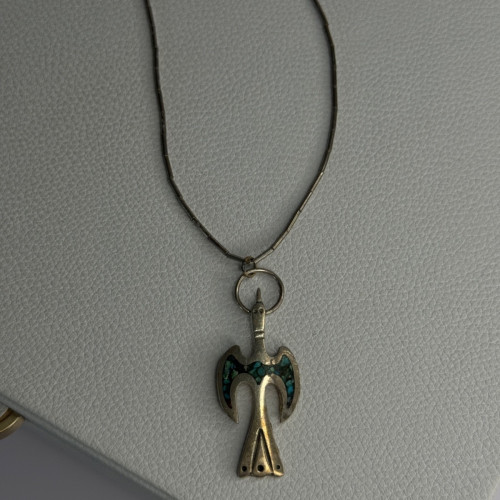 Native American 925 Sterling Silver Turquoise Peyote Bird Necklace
