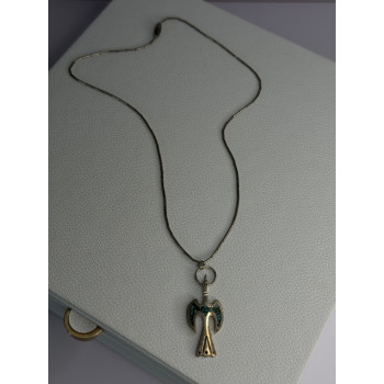 Native American 925 Sterling Silver Turquoise Peyote Bird Necklace