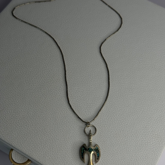 Native American 925 Sterling Silver Turquoise Peyote Bird Necklace