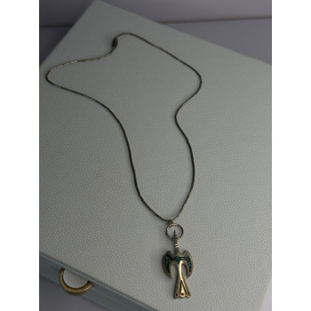Native American 925 Sterling Silver Turquoise Peyote Bird Necklace