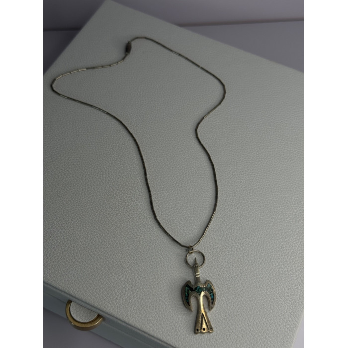 Native American 925 Sterling Silver Turquoise Peyote Bird Necklace