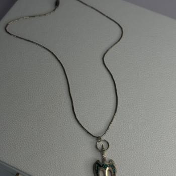 Native American 925 Sterling Silver Turquoise Peyote Bird Necklace