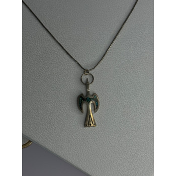 Native American 925 Sterling Silver Turquoise Peyote Bird Necklace