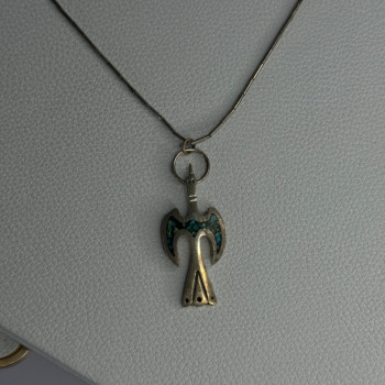 Native American 925 Sterling Silver Turquoise Peyote Bird Necklace