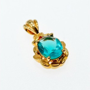 925 Sterling Silver Gold Plated Aquamarine 
