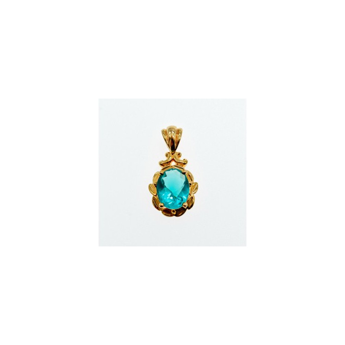 925 Sterling Silver Gold Plated Aquamarine 