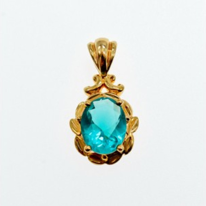 925 Sterling Silver Gold Plated Aquamarine 