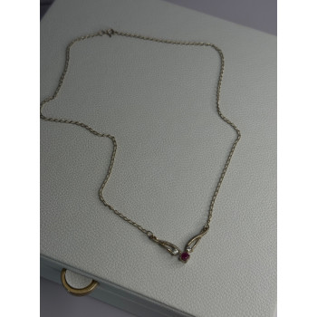 925 Sterling Silver Ruby & Beryl Necklace Length 18 Inch