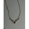 925 Sterling Silver Ruby & Beryl Necklace Length 18 Inch