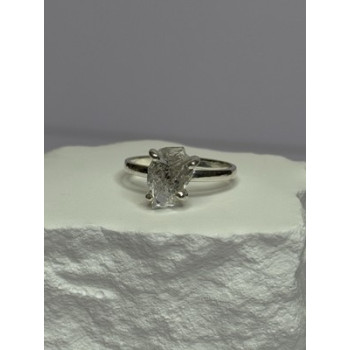 925 Sterling Silver Raw & Rough-Cut Diamond Ring Size 6.5