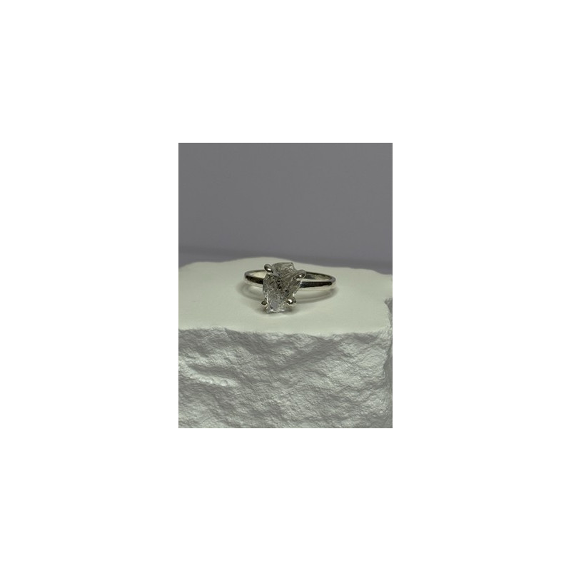 925 Sterling Silver Raw & Rough-Cut Diamond Ring Size 6.5