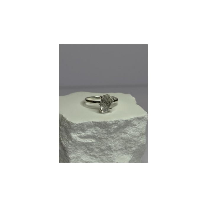 925 Sterling Silver Raw & Rough-Cut Diamond Ring Size 6.5