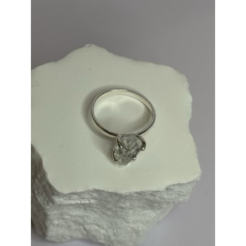 925 Sterling Silver Raw & Rough-Cut Diamond Ring Size 6.5