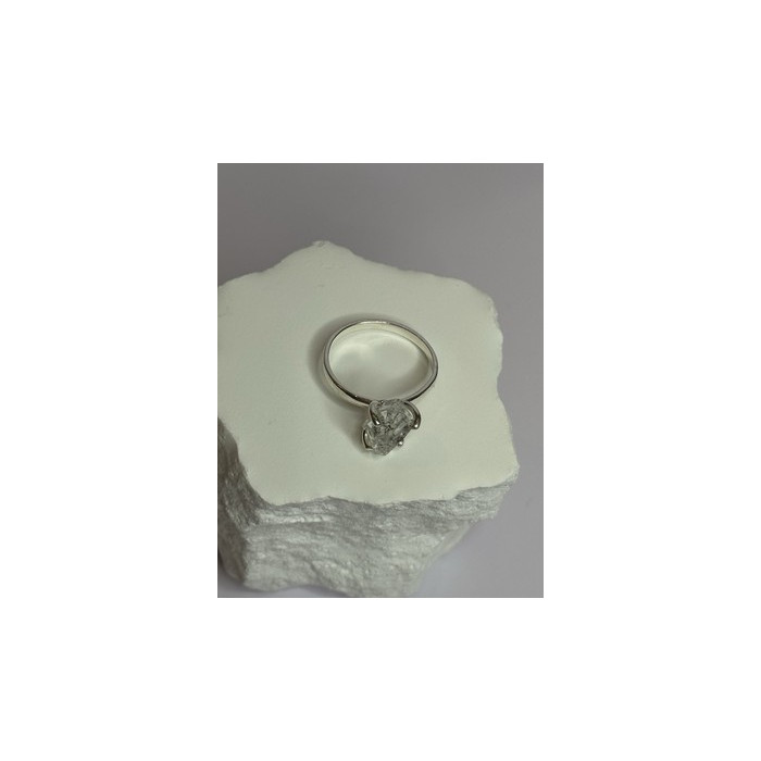 925 Sterling Silver Raw & Rough-Cut Diamond Ring Size 6.5