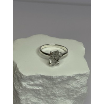 925 Sterling Silver Raw & Rough-Cut Diamond Ring Size 6.5