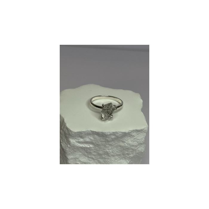 925 Sterling Silver Raw & Rough-Cut Diamond Ring Size 6.5