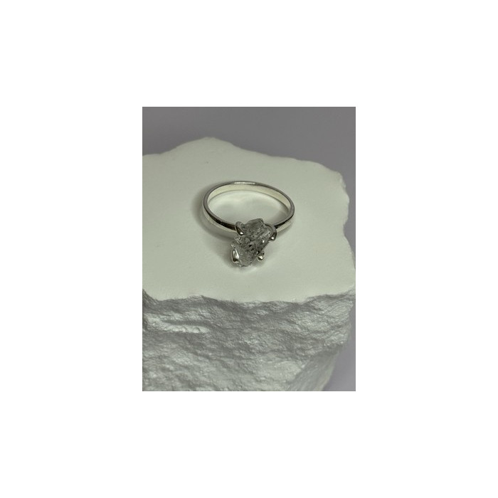 925 Sterling Silver Raw & Rough-Cut Diamond Ring Size 6.5