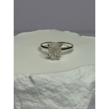 925 Sterling Silver Raw & Rough-Cut Diamond Ring Size 6.5