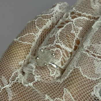 925 Sterling Silver Raw & Rough-Cut Diamond Ring Size 6.5